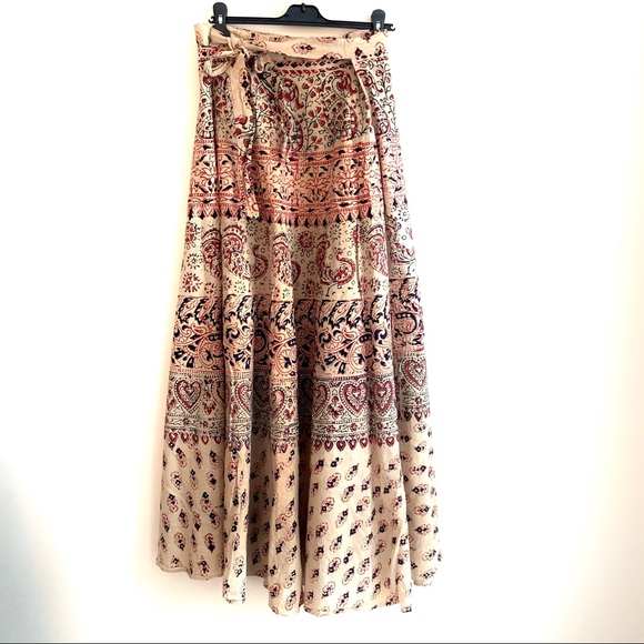 Vintage Skirts | Authentic Indian Block Print Wrap Skirt | Poshmark